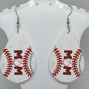 Tear drop baseball earrings
